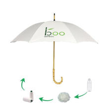 Customized RPET Straight Umbrella with Bamboo Crook Long Handle